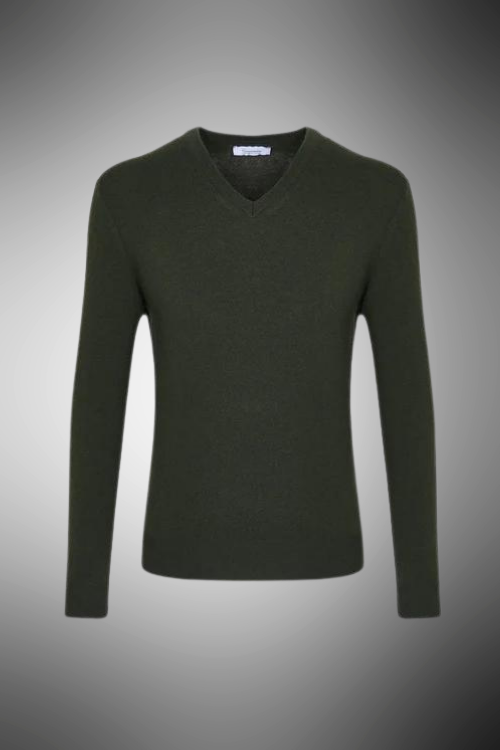 Pullover scollo a v military misto cachemire