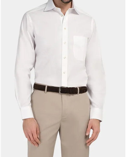 Camicia permanent bianca, con taschino, slim modena francese