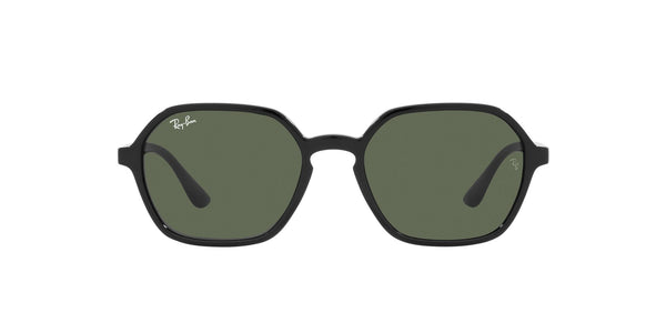 OCCHIALI DA SOLE RAY-BAN UNISEX NERI CON NUOVA FORMA GEOMETRICA E LENTI VERDE SCURO