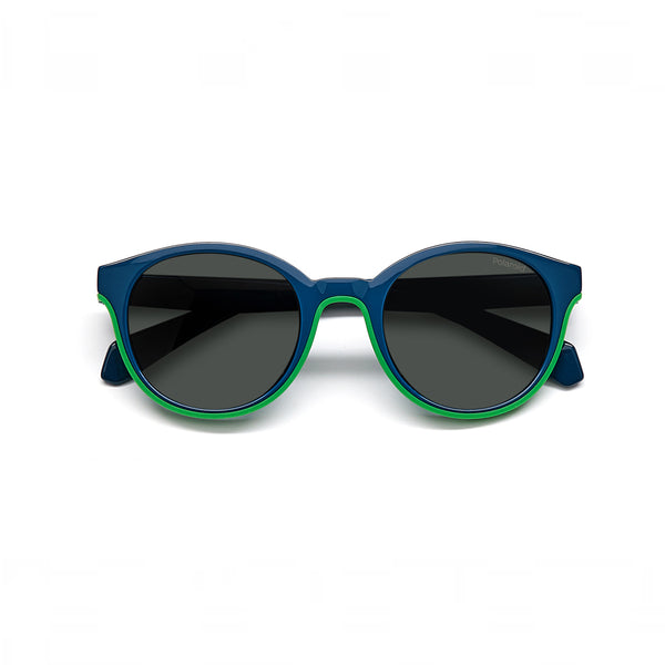 OCCHIALI DA SOLE POLAROID KIDS (4-6) OVALI BLU/VERDE CON LENTI GRIGIE