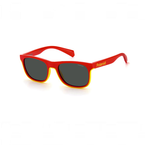 OCCHIALI DA SOLE POLAROID KIDS (4-6) RETTANGOLARI ROSSO/GIALLO CON LENTI GRIGIE
