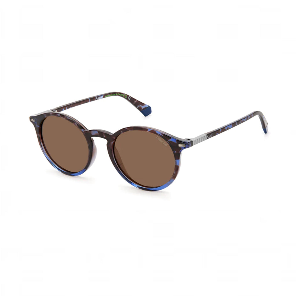 OCCHIALI DA SOLE POLAROID UNISEX ROTONDI HAVANA BLUE CON LENTI POLARIZZATE
