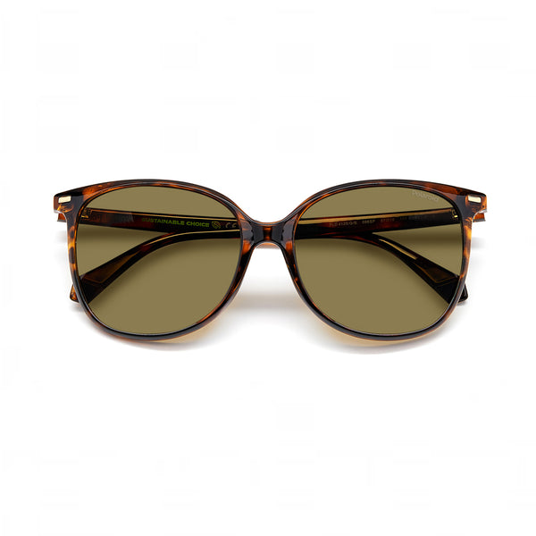 OCCHIALI DA SOLE POLAROID DONNA SQUADRATI HAVANA CON LENTI POLARIZZATE BRONZO