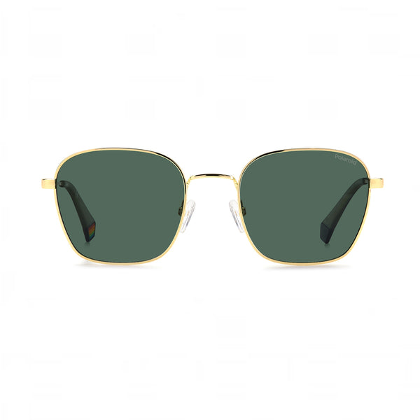 OCCHIALI DA SOLE POLAROID UNISEX SQUADRATI COLOR ORO CON LENTI POLARIZZATE VERDI