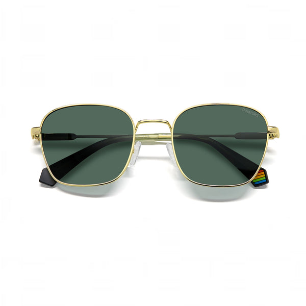 OCCHIALI DA SOLE POLAROID UNISEX SQUADRATI COLOR ORO CON LENTI POLARIZZATE VERDI