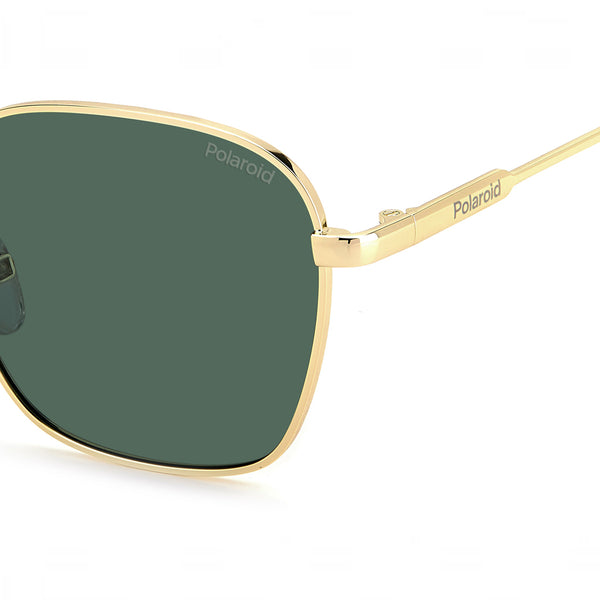 OCCHIALI DA SOLE POLAROID UNISEX SQUADRATI COLOR ORO CON LENTI POLARIZZATE VERDI