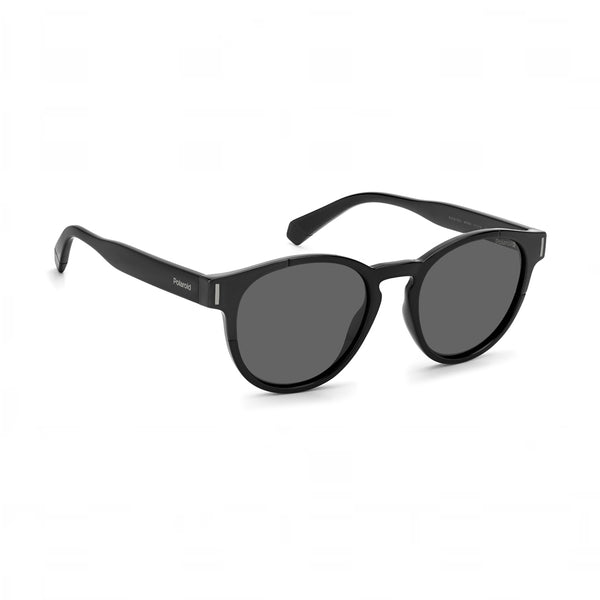OCCHIALI DA SOLE POLAROID UNISEX OVALI NERI CON LENTI POLARIZZATE GRIGIE