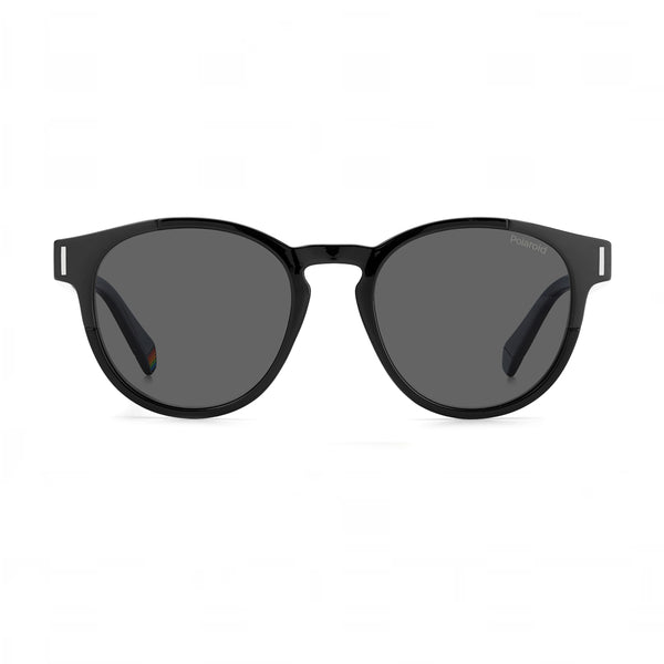 OCCHIALI DA SOLE POLAROID UNISEX OVALI NERI CON LENTI POLARIZZATE GRIGIE