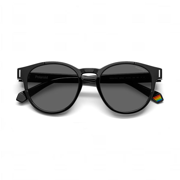 OCCHIALI DA SOLE POLAROID UNISEX OVALI NERI CON LENTI POLARIZZATE GRIGIE