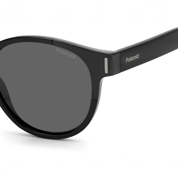OCCHIALI DA SOLE POLAROID UNISEX OVALI NERI CON LENTI POLARIZZATE GRIGIE
