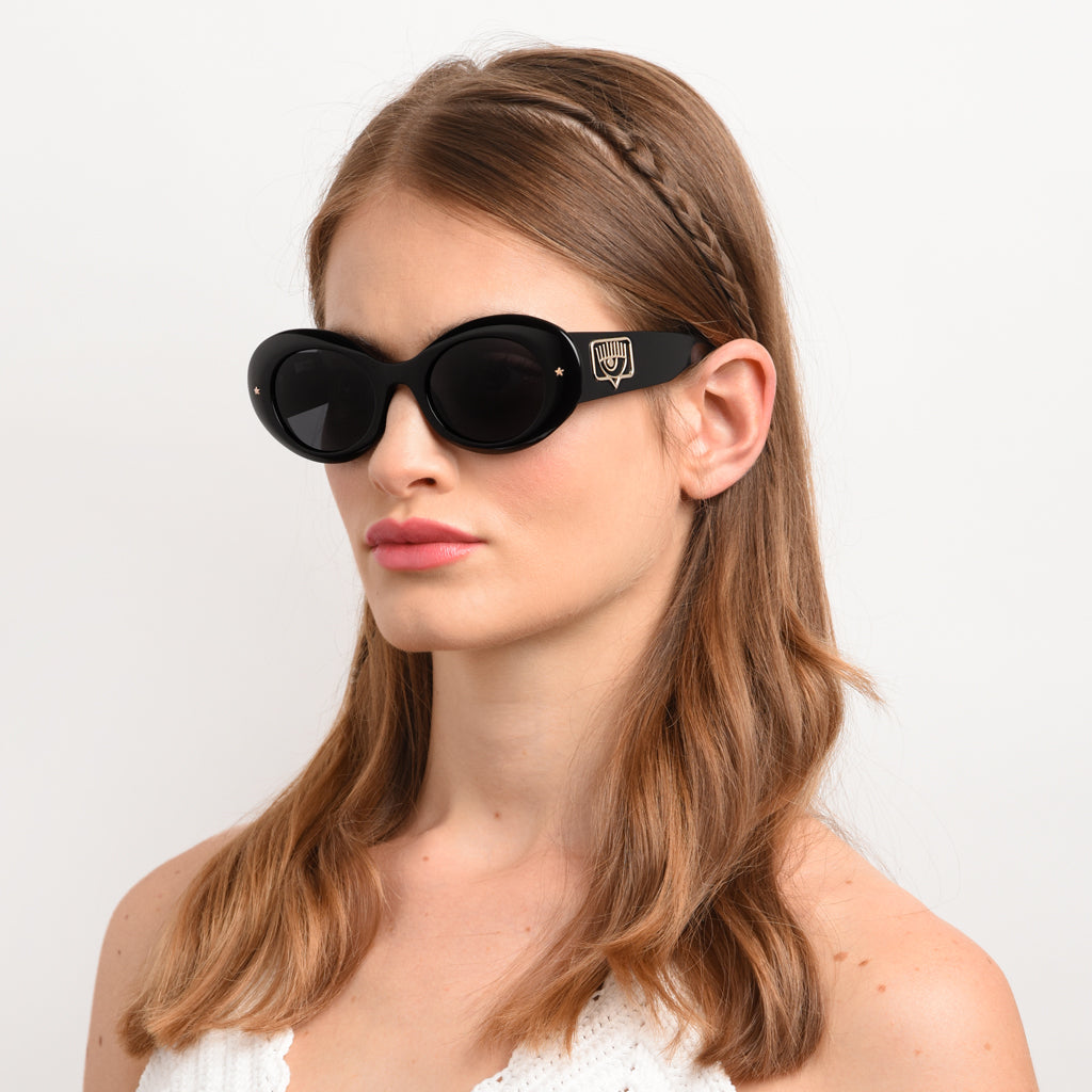 Occhiali Da Sole Ovali L.A. Eye Chiara Ferragni Neri Con Lenti Grigie Salotto Shop