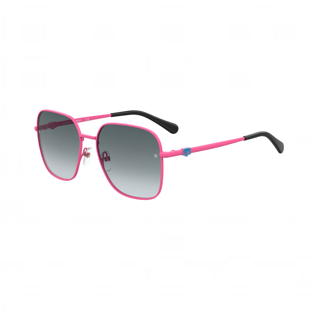 OCCHIALI DA SOLE SQUADRATI CHIARA FERRAGNI IN ACCIAIO INOSSIDABILE ROSA E LENTI GRIGIE SFUMATE