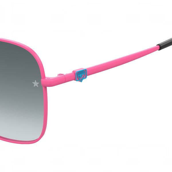 OCCHIALI DA SOLE SQUADRATI CHIARA FERRAGNI IN ACCIAIO INOSSIDABILE ROSA E LENTI GRIGIE SFUMATE