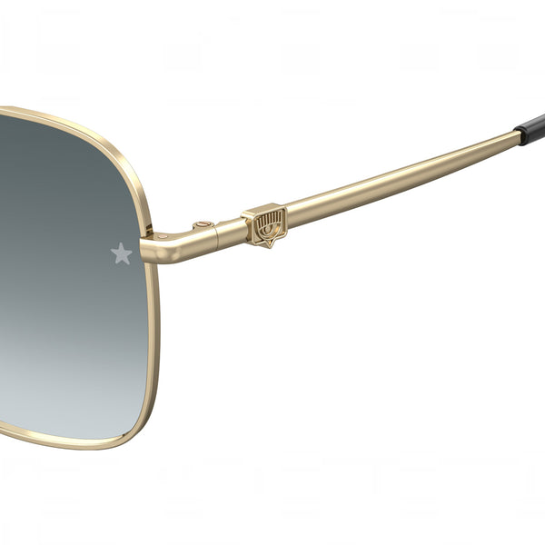 OCCHIALI DA SOLE SQUADRATI CHIARA FERRAGNI IN ACCIAIO INOSSIDABILE ORO/NERO E LENTI GRIGIE SFUMATE