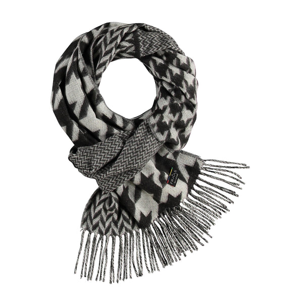 SCIARPA FRAAS CASHMINK® MOTIVI PIED DE POULE E SPINA DI PESCE BIANCO/NERO