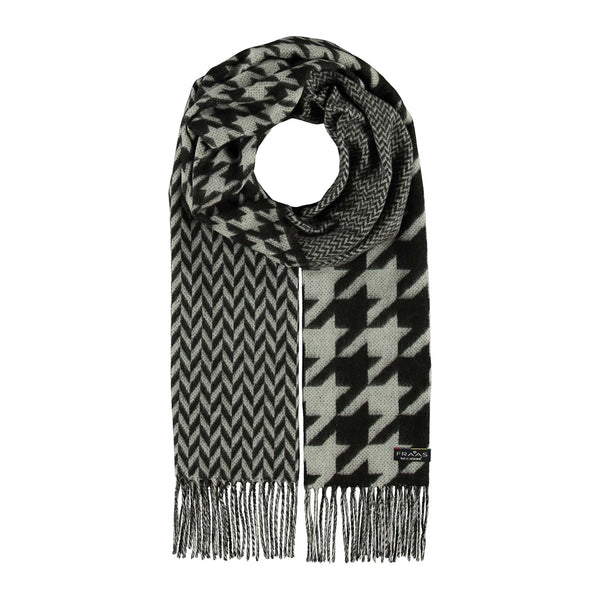 SCIARPA FRAAS CASHMINK® MOTIVI PIED DE POULE E SPINA DI PESCE BIANCO/NERO