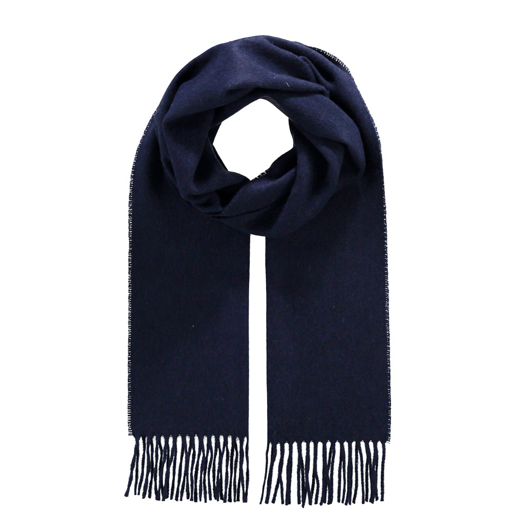 SCIARPA FRAAS MISTO CACHMERE/LANA BLUE NAVY CON FRANGE