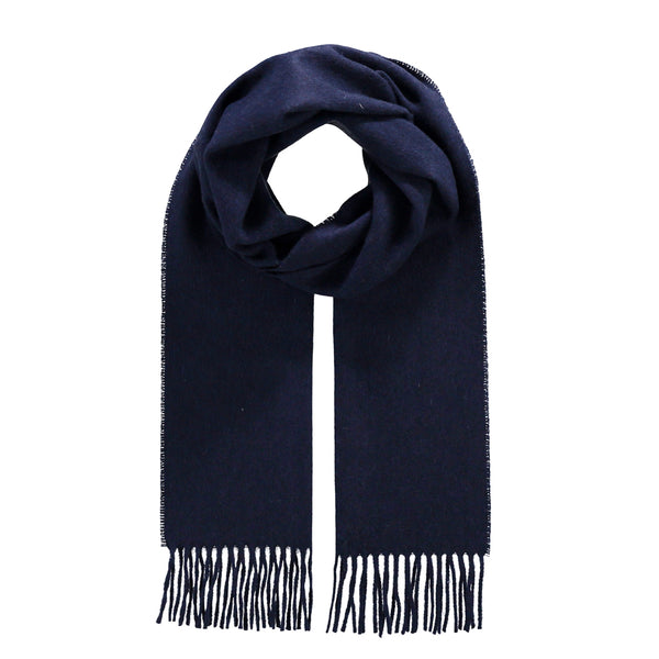 SCIARPA FRAAS MISTO CACHMERE/LANA BLUE NAVY CON FRANGE
