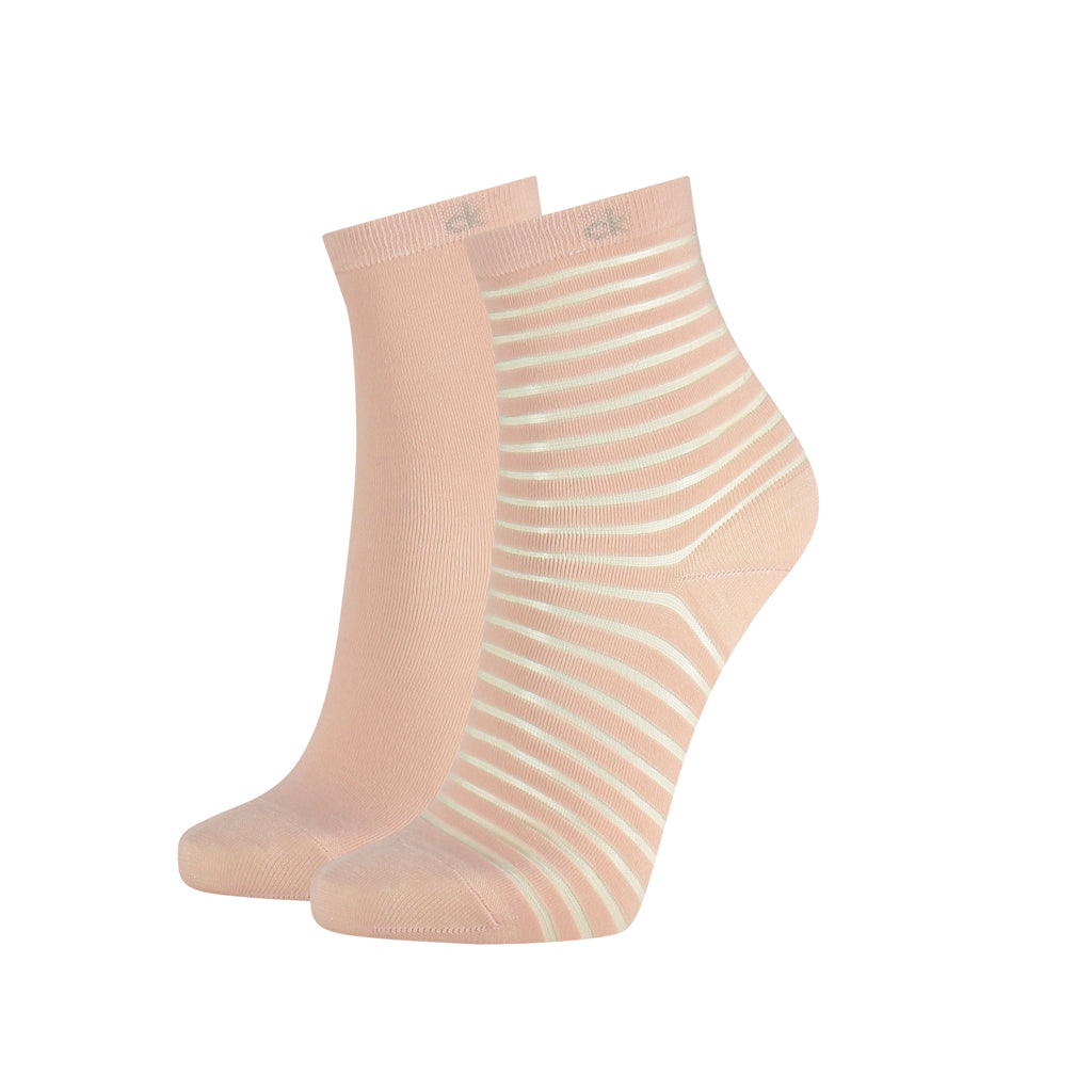CALZINI CK SHEER STRIPE ROSE COMBO IN CONFEZIONE DA DUE 100003029003999 | Salotto Shop
