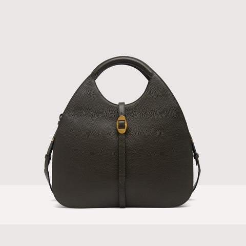 BORSA A MANO COCCINELLE MEDIUM CON PELLE A GRANA COLORE CORTECCIA