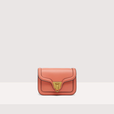 BORSA A MANO COCCINELLE MARVIN TWIST CON PELLE LISCIA COLORE GERANIUM