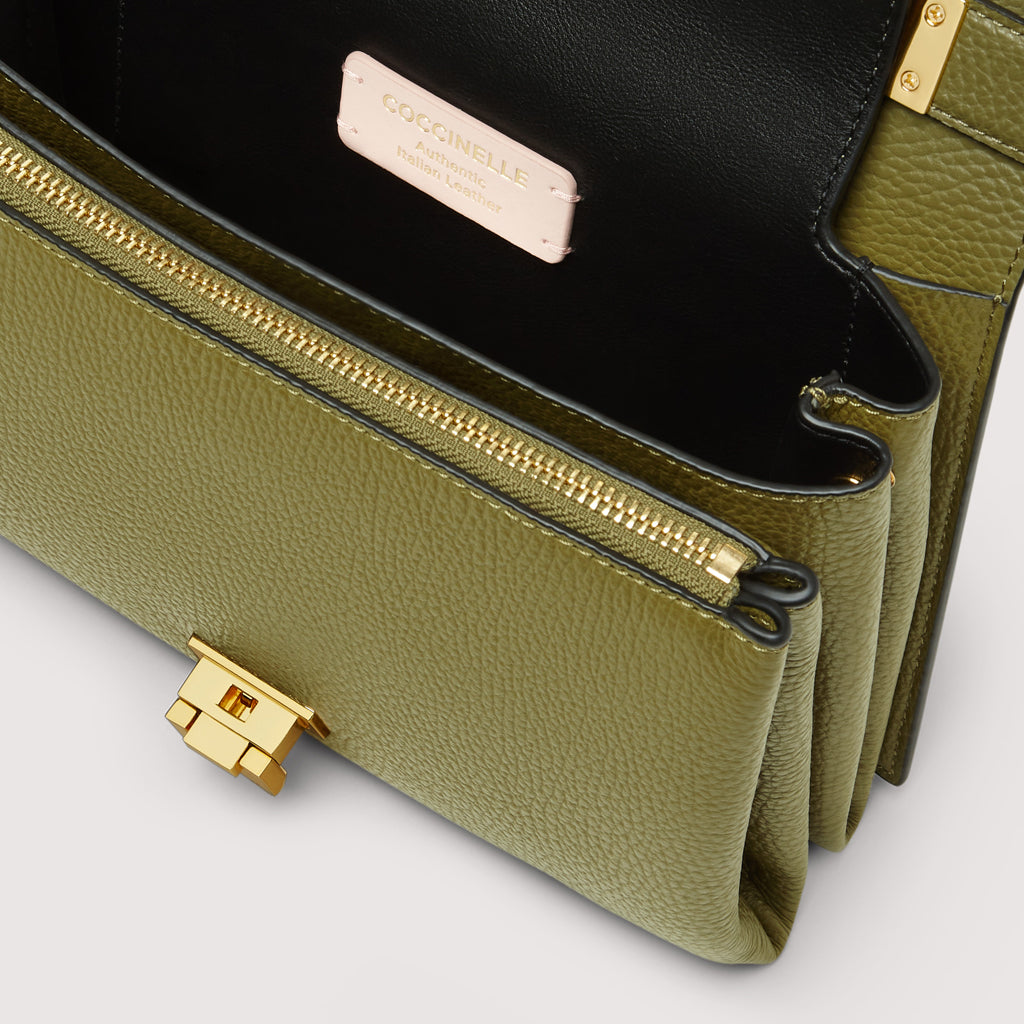BORSA COCCINELLE ARLETTIS PELLE CON GRANA COLORE LODEN