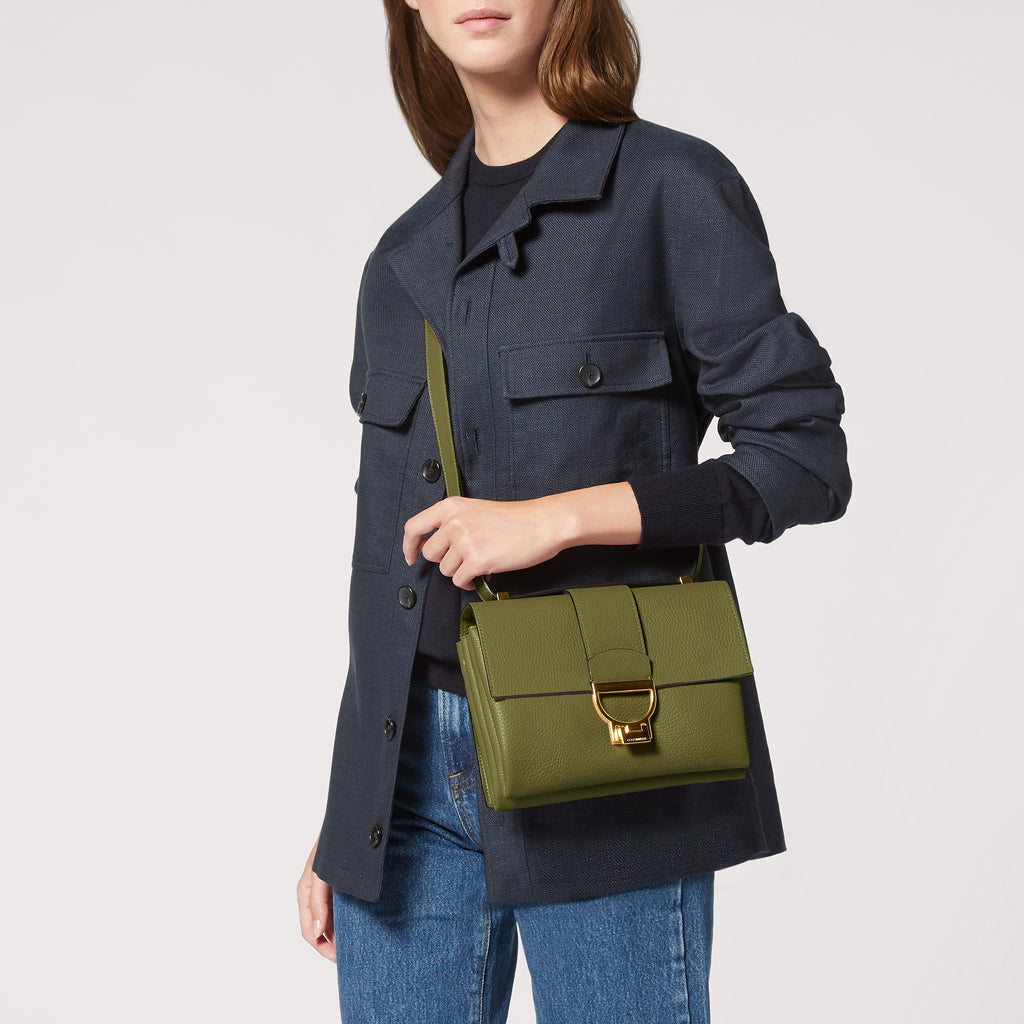 BORSA COCCINELLE ARLETTIS PELLE CON GRANA COLORE LODEN