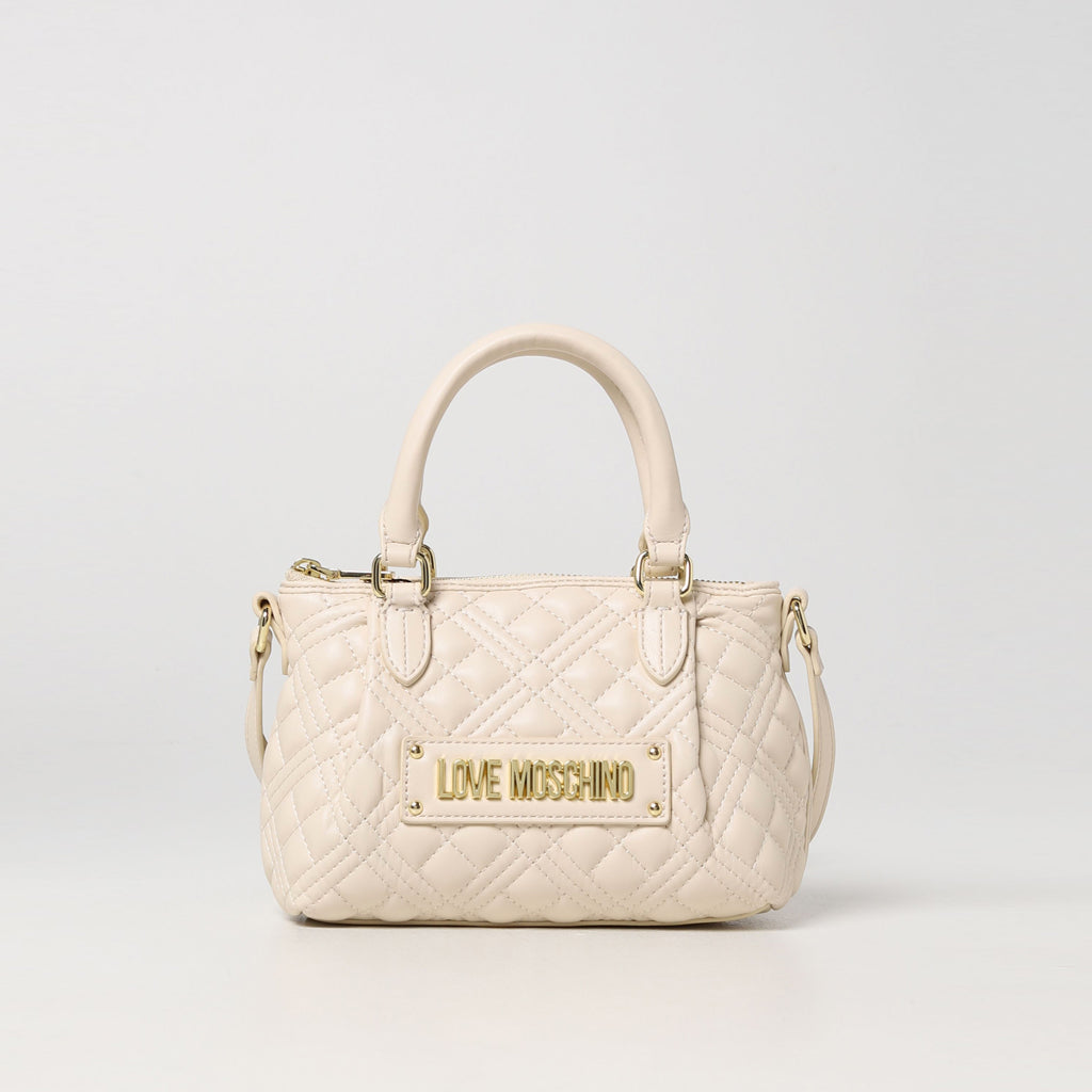 BORSA EFFETTO TRAPUNTATO MANO/TRACOLLA LOVE MOSCHINO COLORE AVORIO