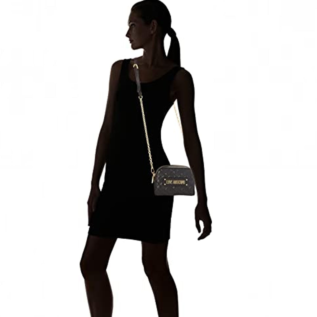 BORSETTA EFFETTO TRAPUNTATO TRACOLLA LOVE MOSCHINO COLORE NERO