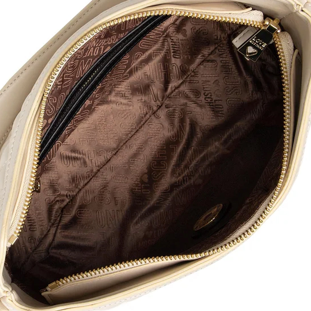 BORSA EFFETTO TRAPUNTATO A TRACOLLA LOVE MOSCHINO COLORE AVORIO