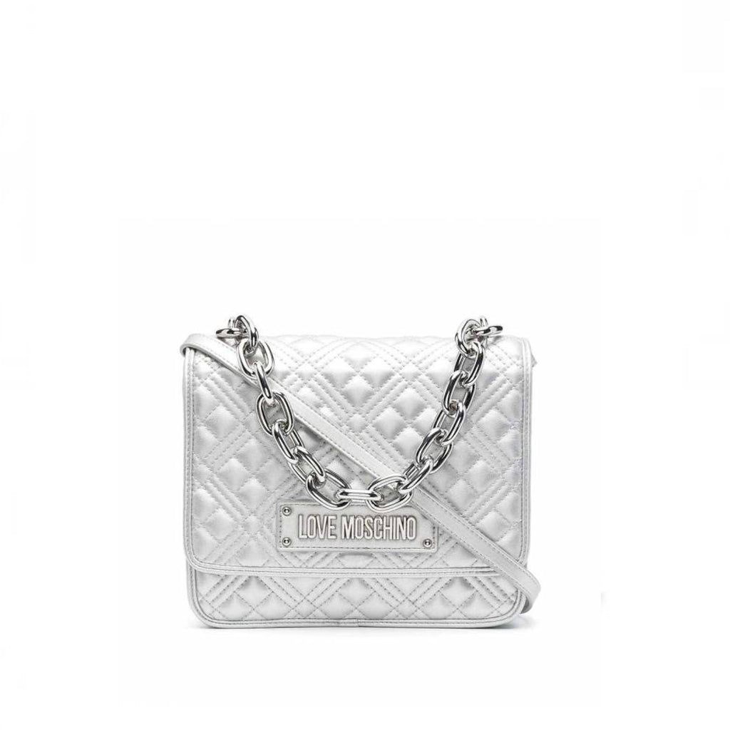 BORSETTA EFFETTO TRAPUNTATO LOVE MOSCHINO COLORE ARGENTO