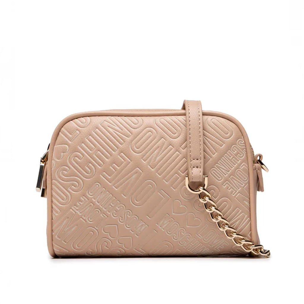 BORSA TRACOLLA LOVE MOSCHINO DUE SCOMPARTI FANTASIA LETTERING COLORE BEIGE