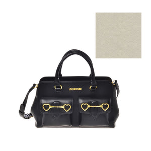 BORSA A MANO LOVE MOSCHINO DETTAGLI METALLICI A CUORE COLORE AVORIO