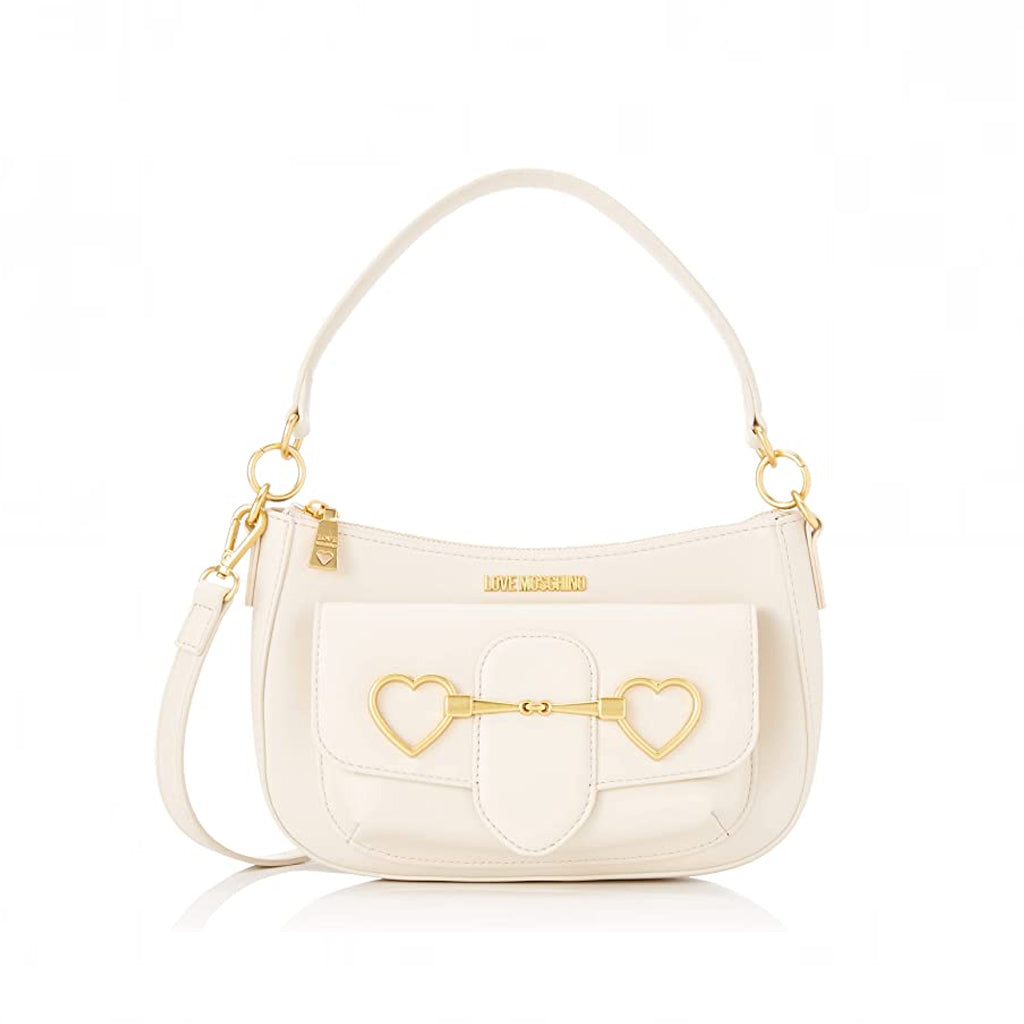 BORSA A TRACOLLA LOVE MOSCHINO CHIUSURA A ZIP COLORE AVORIO