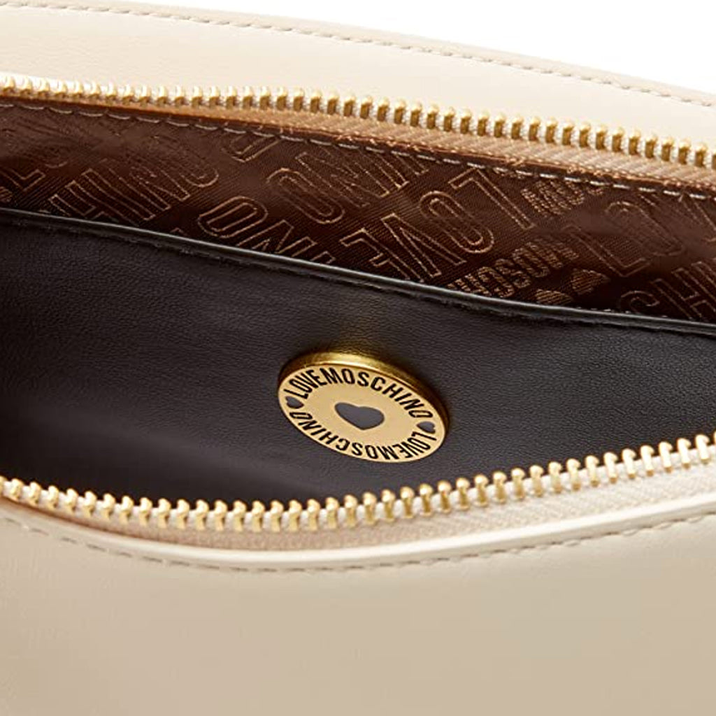 BORSA A TRACOLLA LOVE MOSCHINO CHIUSURA A ZIP COLORE AVORIO