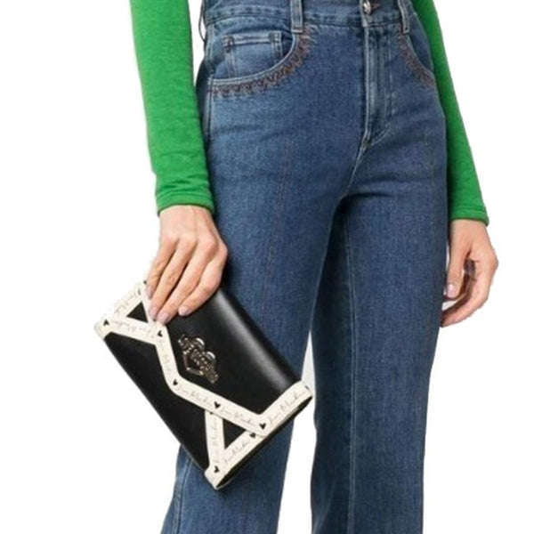 BORSETTA FORMA BUSTA LOVE MOSCHINO COLORE NERO/AVORIO