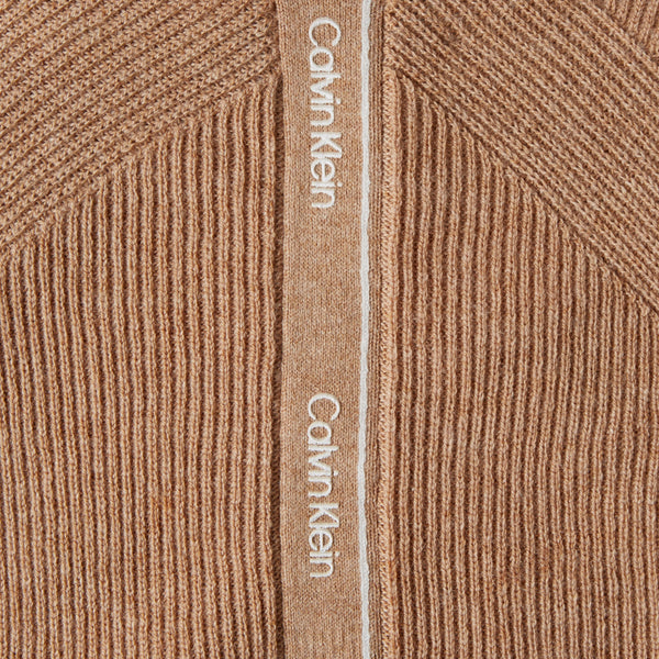 MAGLIA CON SCOLLO A V CK SOFT CAMEL HEATHER