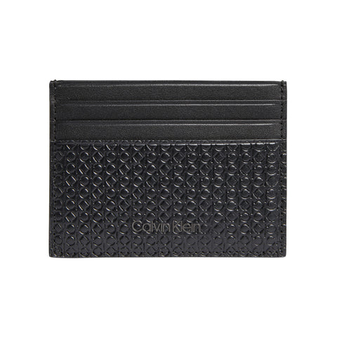 PORTA CARTE IN PELLE CK NERO CON MONOGRAMMA