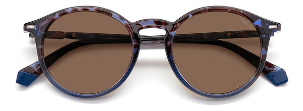 OCCHIALI DA SOLE POLAROID UNISEX ROTONDI HAVANA BLUE CON LENTI POLARIZZATE