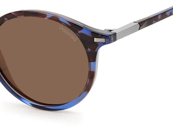 OCCHIALI DA SOLE POLAROID UNISEX ROTONDI HAVANA BLUE CON LENTI POLARIZZATE