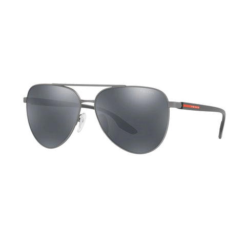 OCCHIALI DA SOLE PRADA LINEA ROSSA LIFESTYLE GUN METAL CON LENTI GRIGIO SPECCHIATE