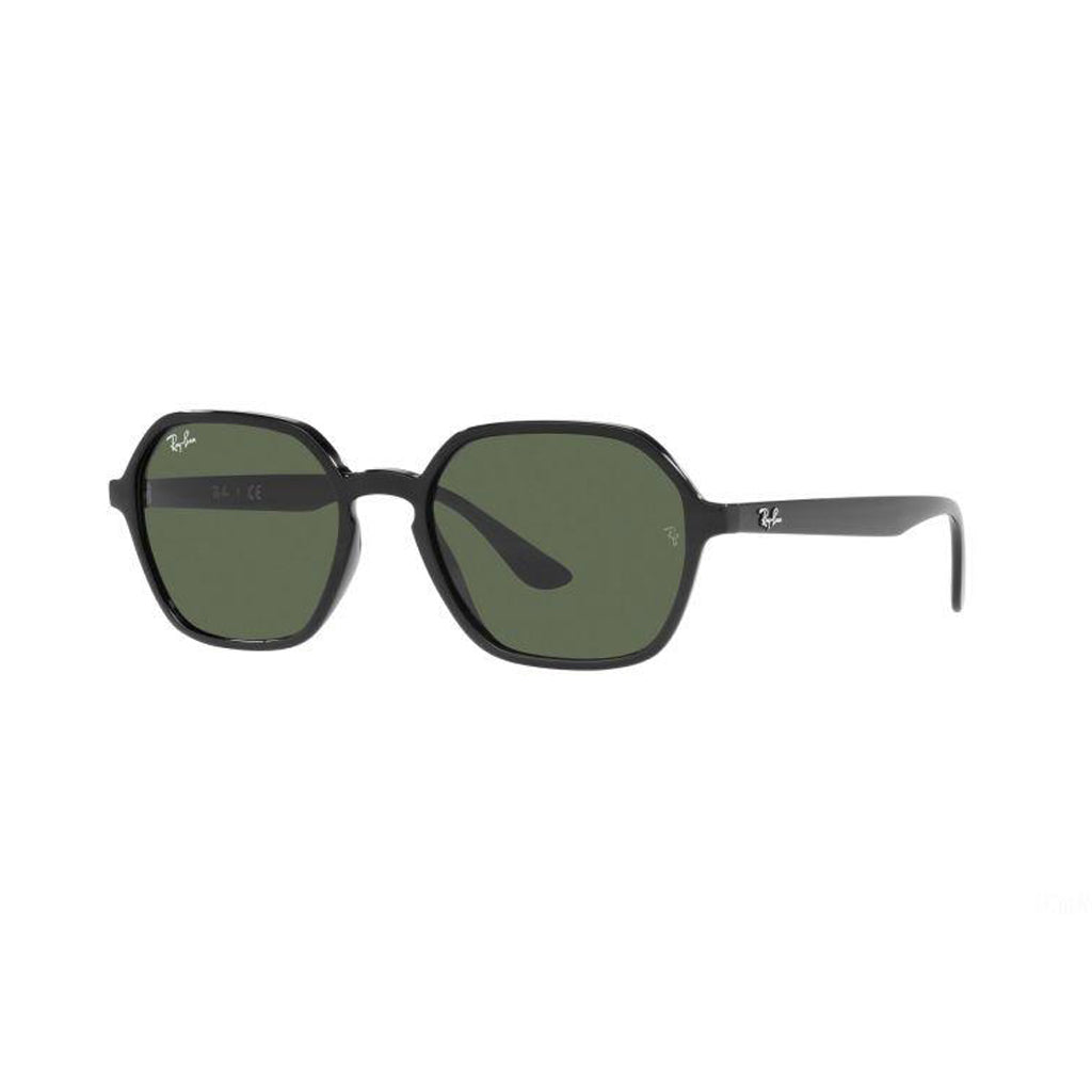 OCCHIALI DA SOLE RAY-BAN UNISEX NERI CON NUOVA FORMA GEOMETRICA E LENTI VERDE SCURO