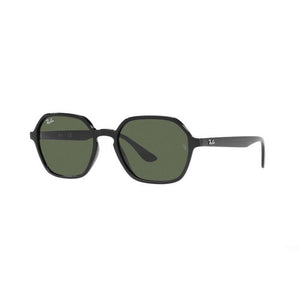 OCCHIALI DA SOLE RAY-BAN UNISEX NERI CON NUOVA FORMA GEOMETRICA E LENTI VERDE SCURO