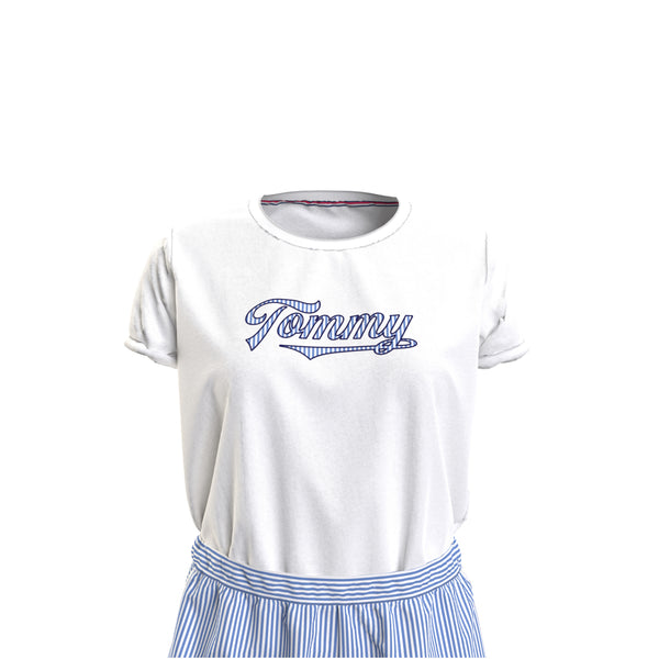TOMMY HILFIGER PIGIAMA DONNA BIANCO/AZZURRO
