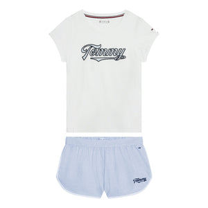 TOMMY HILFIGER PIGIAMA DONNA BIANCO/AZZURRO