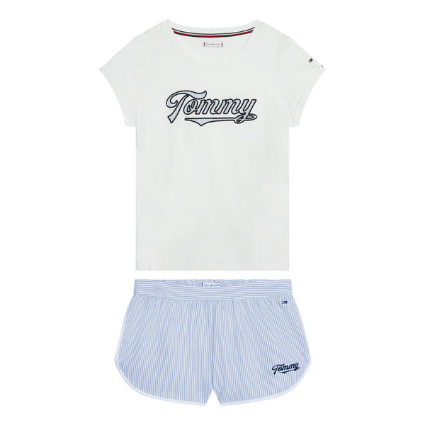 TOMMY HILFIGER PIGIAMA DONNA BIANCO/AZZURRO
