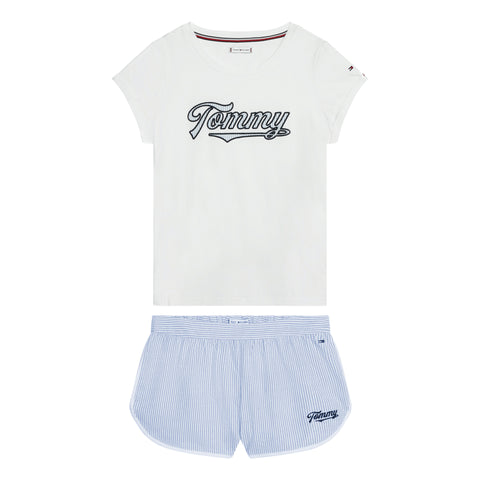 TOMMY HILFIGER PIGIAMA DONNA BIANCO/AZZURRO